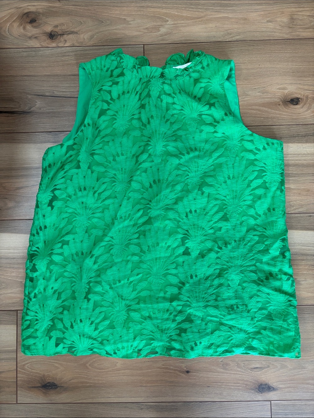 Lilly Pulitzer Tolya Top in Fauna Green Lace-Pattern